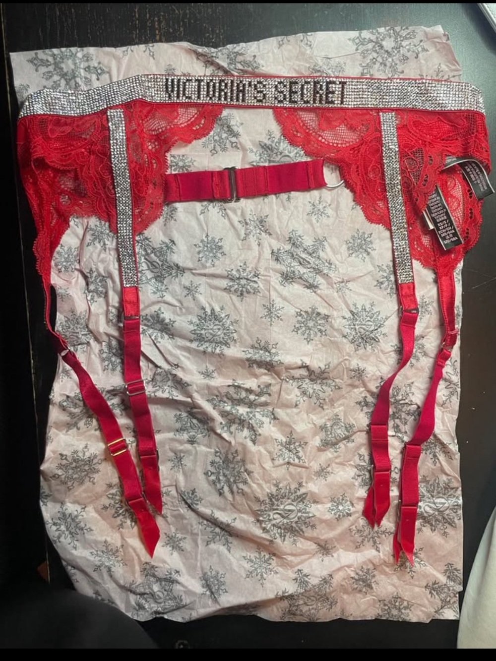 Victoria's Secret Shine Strap Lace Garter Belt - Lipstick Red (XS/S)